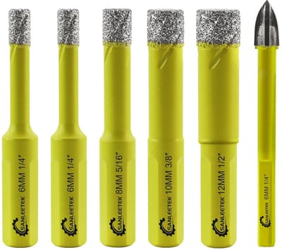 Set Droge Diamant Boorkronen 5 Stuks (6-12mm) en Hardmetaal Boor voor Tegels en Steen