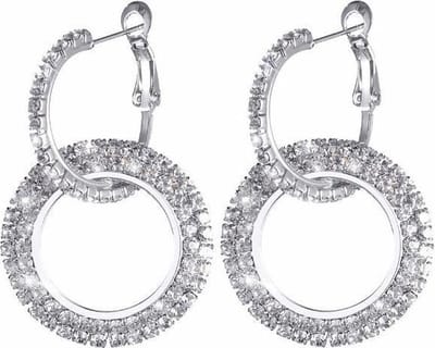 Fako Bijoux® - Oorbellen - Oorringen - Strass - 27mm - Zilverkleurig