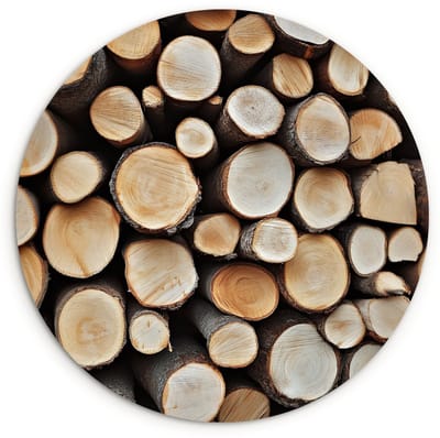 WallCircle® Wandcirkel 120x120 cm - Muurcirkel Hout - Boomstammen - Textuur - Muurdecoratie woonkamer - Wanddecoratie slaapkamer - Kamer decoratie accessoires - Ronde schilderijen XXL