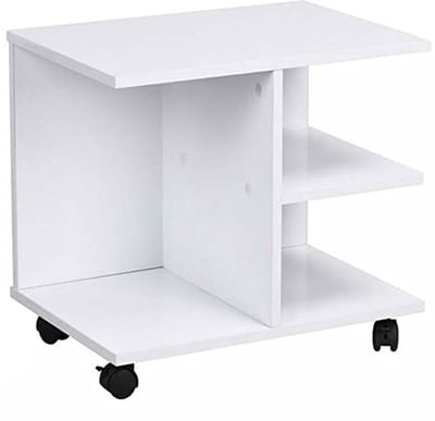 Multifunctionele Salontafel met Wielen - Ideaal als TV-standaard, Nachtkastje of Tijdschriftenhouder (Wit)