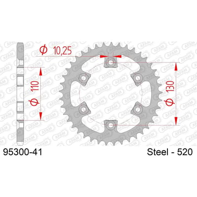 Stalen motortandwiel achteraan Afam 520 41 dents