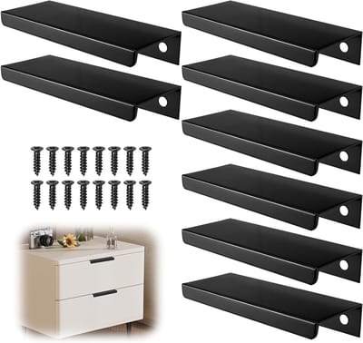 Set van 8 Stuks 80mm Verzonken Kastgrepen - Zwarte Aluminium Grepen voor Keukenkasten, Kasten en Badkamers, Duurzaam en Stijlvol