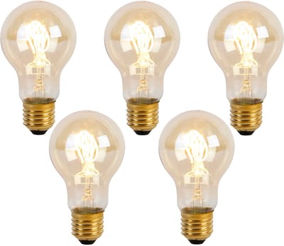 LUEDD Set van 5 E27 LED lamp spiraal filament A60 goldline 2W 150 lm 2200K