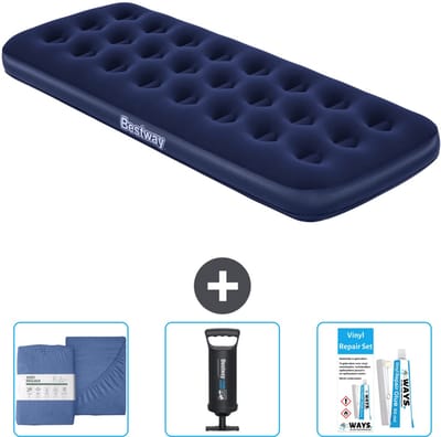 Bestway luchtbed - 1-Persoons - 76 x 185 x 22 cm - Blauw - Inclusief Hoeslaken - Pomp en Reparatieset