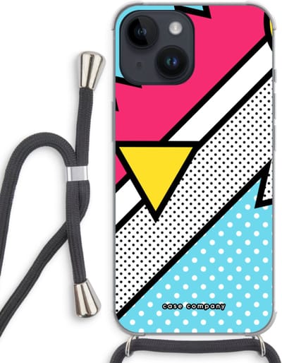 Case Company® - Hoesje met koord geschikt voor iPhone 14 hoesje met Koord - Pop Art #3 - Telefoonhoesje met Zwart Koord - Bescherming aan alle Kanten en Over de Schermrand