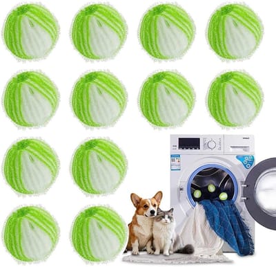12 Stuk Wasmachine voor het verwijderen van dierenhaar - Herbruikbare pluizenbalwasser - Wasmachine voor het opvangen van haar - Reinigingsballen voor dierenhaar - Wasmachine voor het verwijderen van pluizen voor kleding en beddengoed - Groen