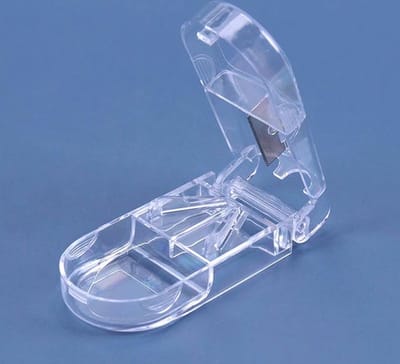 *** Pillensnijder bewaardoosje voor pillen medicijnsnijder - Transparant - splitter - pill cutter - van Heble® ***
