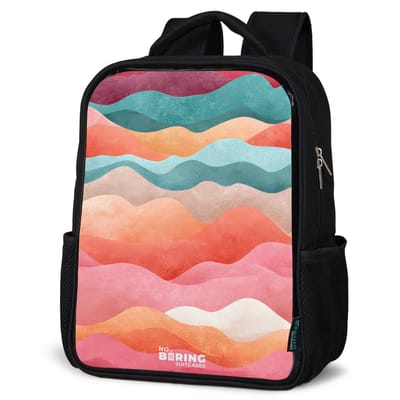 NoBoringSuitcases.com® - Rugzak zwart meisjes - Schooltas meisje - NoBoringSuitcases.com® - Rugzak zwart - Schooltas jongen & meisje - Abstracte golven - Rugtas voor school - Boekentas kind - Schoolrugzak - Kinderrugzak