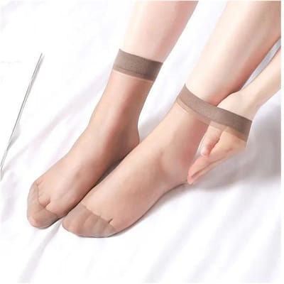 10 paar Zomer Ultradunne Elastische Dames Sokken, Transparante Nylon Enkelsokken, Onzichtbare Ademende Dames Korte Sokken 10pairs (20pcs) beige
