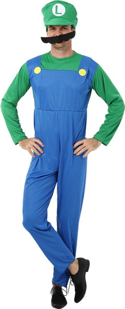 Joya Party® Loodgieter Verkleedpak Kostuum | Carnavalskleding Verkleedkleding Mannen | Heren | Carnaval Super Kostuum | Polyester | 3-Delig T-Shirt Tuinbroekpak, Pet en Snor | Maat S