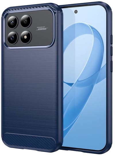 Geborsteld TPU Hoesje Geschikt voor Xiaomi Poco F8 Pro - Beschermhoes - Back Cover - Case Flexibel TPU - Stijlvol Carbon - Dun - Blauw