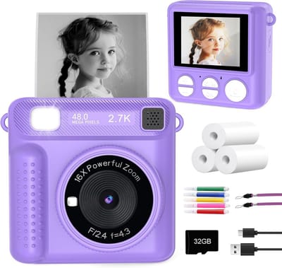 Kinder Camera - Directe Camera - Herinneringen Vastleggen - Speciaal voor kinderen - 13 cm breed - Paars