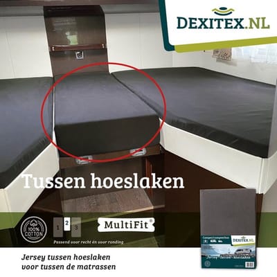Dexitex tussen hoeslaken Antraciet 35-50 cm breed en lengtes 60-80 cm lang passend/lengtebedden