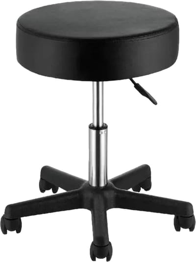 HDJ ComfortKruk - Zwart - Hoogte Verstelbaar - Comfortabel Zitkussen - Veelzijdig Gebruik - Salonkruk - Verstelbare kruk - Draaibare kruk - Rollende kruk - Werkkruk - Ergonomische kruk - Zitkruk - Mobiele kruk - Beautykruk - Draagvermogen 180KG