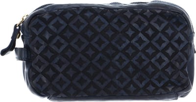 CAMPOMAGGI Leren Toilettas Beauty Bag Blu Indaco Donkerblauw