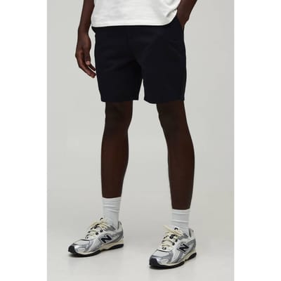 Essentiële Slim Fit Chino Shorts Met Vaste Tailleband | Black | Size 28