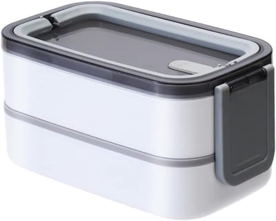VHV - RVS Broodtrommel - Lunchbox met 3 Vakken - 1650ml Bento Box voor Volwassenen - Lekvrije Isolerende Lunchbox - RVS Lunchtrommel voor Werk en Picknick - BPA-vrij & Vaatwasserbestendig - grijs