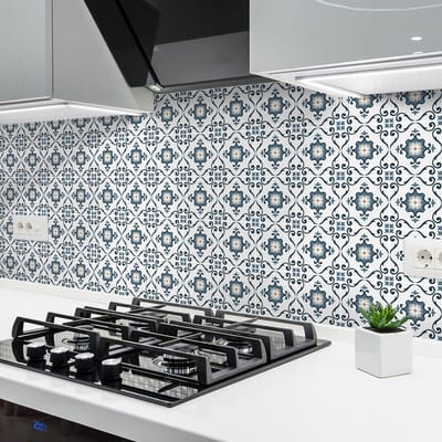 Zelfklevende tegelmuurstickers voor keuken en badkamer - 30 tegelstickers, Azulejos Gaeticia - 30 stickers, 20x20cm