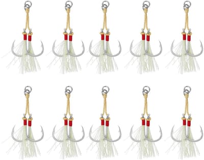 Dailygoods - Vissen Assist Haken 10 - Dubbele Jigging Vervanging Haken voor Zeevissen