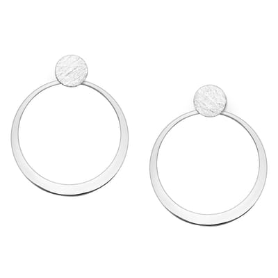EAR IT UP - Oorbellen - Cirkel - Mat - Jacket - Push back oorknopjes - 925 sterling zilver - 27 x 22 mm - 1 paar
