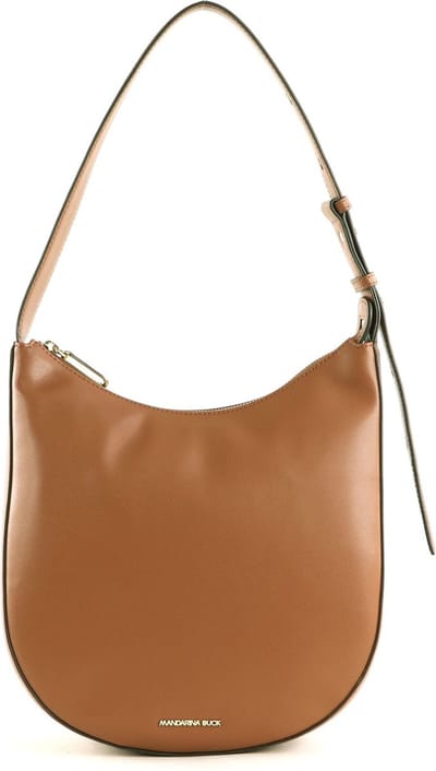 MANDARINA DUCK Leren Schoudertas Luna Hobo Caramel Cafe Bruine