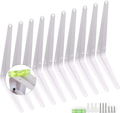 Rekken Beugels - Wandsteunen - Planken Ophangen - Sterk Staal - 10x12 Inch - Wit