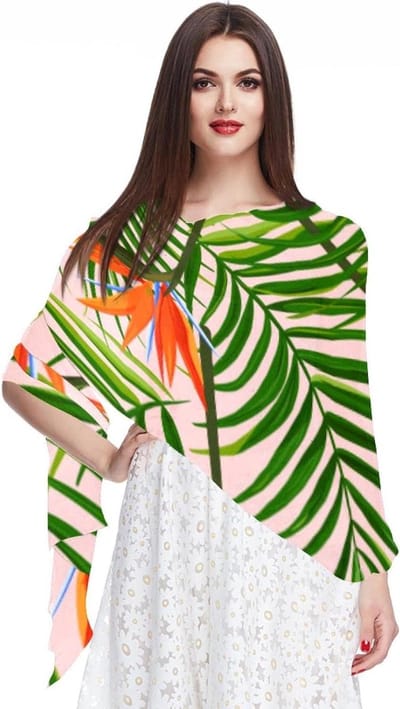 Chiffon Sjaal - Lange hoofddoek - Stijlvol Accessoire - Lichtgewicht Transparant - 180x73cm - Multicolor Tropisch