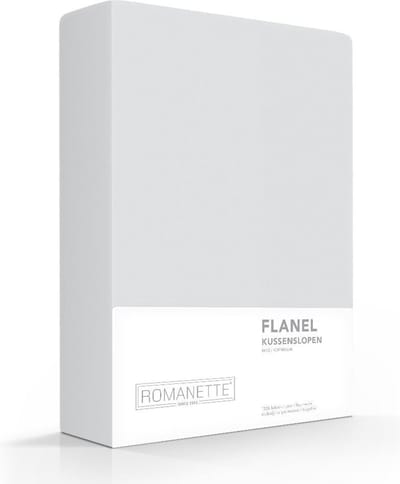 Romanette Flanel silver Flanel kussensloop, 100 % katoen Kussensloop 65x65