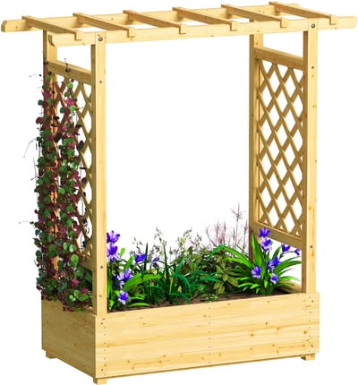 Outsunny Multifunctioneel Tuinbed - Vurenhout - 110x44x113cm - Natuurlijk Hout