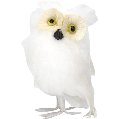 Witte Schuim Kunstmatige Simulatie Levendige Veer Uil Vogel Ornamenten DIY Knutsel voor Bruiloft Huis Tuin beige
