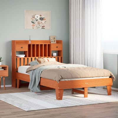 vidaXL - Bedframe - zonder - matras - massief - grenenhout - wasbruin - 135x190 - cm