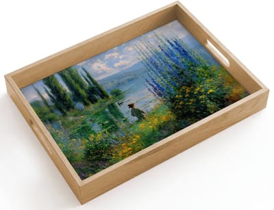 Dienblad hout 40x30 cm - Schootdienblad - Bloemen - Meer - Bergen - Groen - Borrelplank rechthoek - Plateau dienbladen