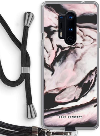 Case Company® - Hoesje met koord geschikt voor OnePlus 8 Pro hoesje met Koord - Roze stroom - Telefoonhoesje met Zwart Koord - Bescherming aan alle Kanten en Over de Schermrand