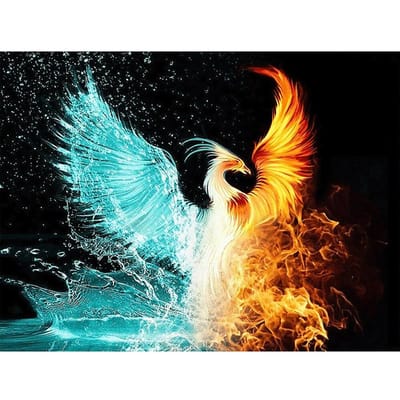 5D DIY Diamond schilderij ijs vuur Phoenix borduurwerk kruissteek strass mozaïek Home decor 20X30CM blue