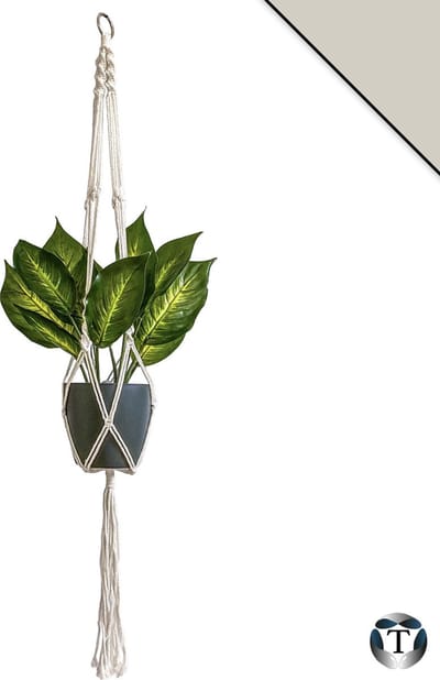 Plantenhanger Macramé | Beige | 100% Katoen | Diverse Kleuren | Plantenpot Ophangen | 100 cm | Macramé Koord | Binnen & Buiten | Plantenhanger | Macramé | Planten |Bloempot Ophangen | TheOldOmen |