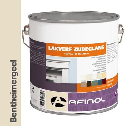 Afinol Zijdeglans Lakverf Bentheimergeel (G0.08.84) 2,5 liter - Houtverf Binnen - Houtverf Buiten - Lak Geschikt voor Hout, Metaal en Kunststof - Metaalverf - Meer dan 9.000 kleuren