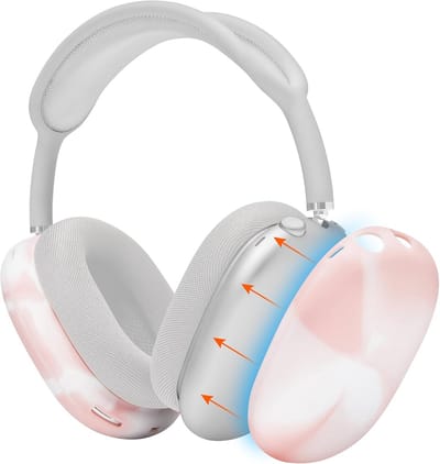 Hoofdtelefoonhoes voor Airpods Max Beschermhoes Robuust Siliconen Roze Marmer