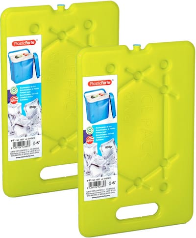Plasticforte Platte dunne Koelelementen 800 gram - 2x - 30 x 20 x 1.5 cm - groen - Voor koelbox en koeltas
