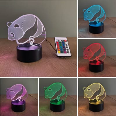 Klarigo® Nachtlamp – Panda - Pandabeer - 3D LED Lamp Illusie – 16 Kleuren – Bureaulamp – China - Artis - Dieren - Dierentuin – Nachtlampje Kinderen – Creative lamp - Afstandsbediening