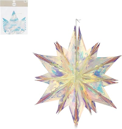 House of Seasons Hangende Decoratie Ster - L40 x B38 x H20 cm - Iriserend