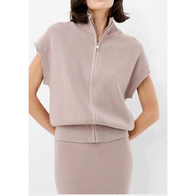 French Connection Ava Zip Through Slvles Vest Taupe Neutral Taupe Neutral Maat: M | Sweaters Outlet | Dames | Beige