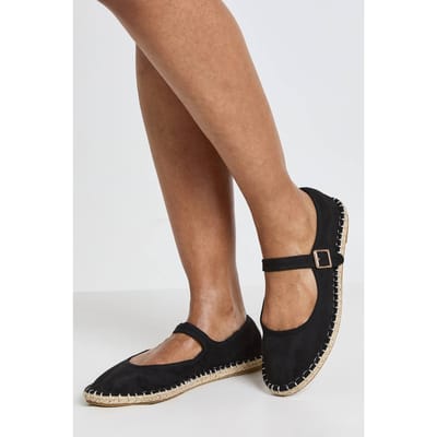 boohoo Dames Espadrille Ballerina's | Zwart | Maat: 37