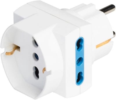 Drievoudige Stekkeradapter Wit met 2x EU Stopcontact en 1x Universeel Stopcontact - 16A