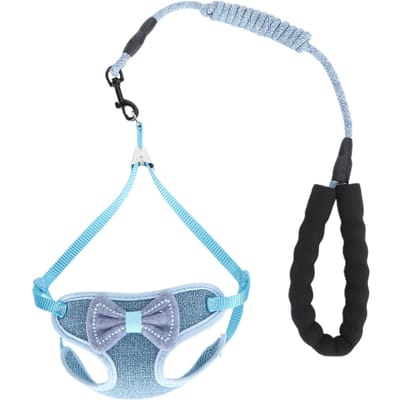 Harnais anti-perte pour chat avec laisse, sangle anti-fuite pour animaux de compagnie, pour la marche, bleu black