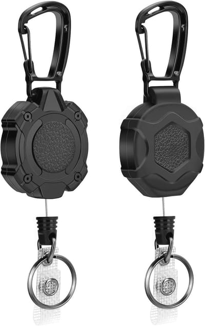 Cosensi - Retractable Key Chain - ID Kaart Houder - Heavy Duty - 80 cm Staal Kabel - Sleutelhanger - Handig voor Toegang en Identificatie - Zwart