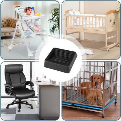 Set van 5 Antislip Meubelbeschermers 8x8x1.8cm, Rubber Coasters voor Stoelen, Banken en Vloerbescherming, Geluiddempend en Schokabsorberend