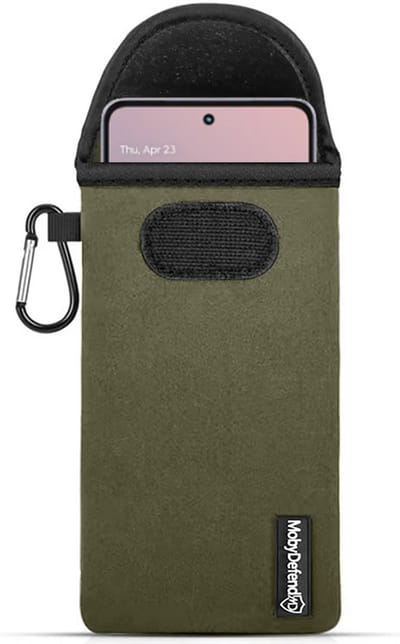 MobyDefend Hoesje - Geschikt voor Motorola Moto G86 Power - Neopreen Pouch Met Karabijnhaak - Insteek - Riemlus - Groen