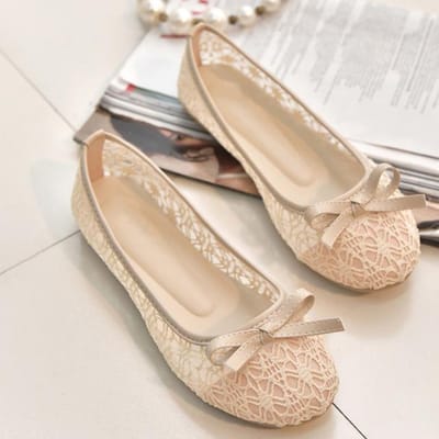 Dames Flats Schoenen Ballerina's Mode Strik -Knoop Damesschoenen Instappers Uitsnijdingen Plat Zoet Hol Zomer Vrouwenschoenen 39