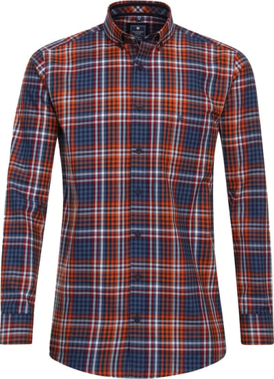 Redmond comfort fit overhemd - twill - rood geruit