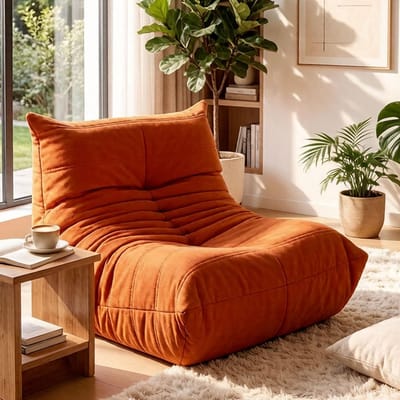 Zitzak Fauteuil - Lounge Stoel Ligbank - Ontspannen Lezen - Modulair Ontwerp - 90 x 75 cm - Oranje